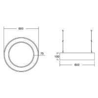 BRUMBERG Biro Circle Ring10 priamy Ø 60 cm zapínanie/vypínanie čierna 840