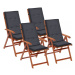 Vodeodolné podušky na záhradné stoličky 4 ks Dekorhome Antracit,Vodeodolné podušky na záhradné s