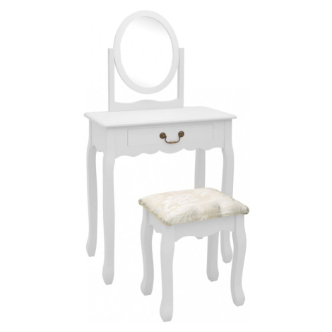 Toaletný stolík s taburetom Dekorhome Biela,Toaletný stolík s taburetom Dekorhome Biela vidaXL