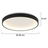 Stropné svietidlo Ringlede LED, čierne, výška 6 cm, Ø 28 cm