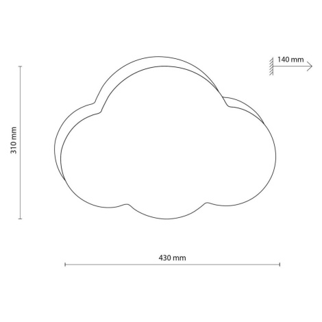 Stropné svietidlo Cloud, modré, dĺžka 43 cm, oceľ/plast TK Lighting