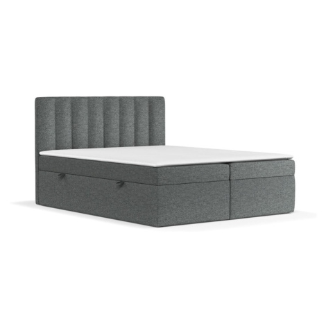 Tmavosivá boxspring posteľ s úložným priestorom 160x200 cm Novento – Maison de Rêve