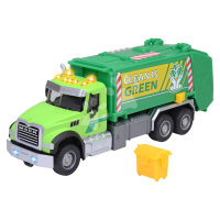 Autíčko smetiarske Mack Granite Garbage Truck Majorette kovové so zvukom a svetlom dĺžka 22 cm