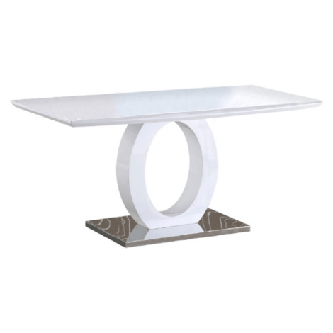 Jedálenský stôl, biela vysoký lesk/oceľ, 150x80 cm, ZARNI Tempo Kondela
