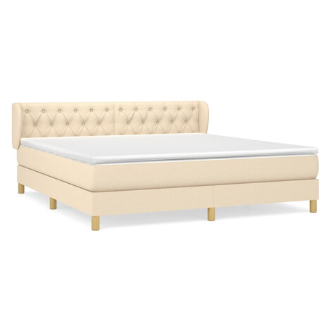 vidaXL PosteÄľnĂ˝ rĂˇm boxspring s matracom krĂ©movĂ˝ 160x200 cm lĂˇtka