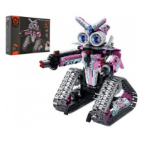 Robot RC skladací plast 15x23cm 2,4GHz na batérie so svetlom, zvukom ružový v krabici 31x23x7cm