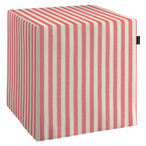 Dekoria Taburetka tvrdá, kocka, červeno-biele prúžky, 40 x 40 x 40 cm, Quadro, 136-17