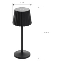 Nabíjacia stolová lampa Lindby LED Esali, čierna, sada 3 ks