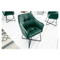 Estila Dizajnová moderná jedálenská stolička Amala so zeleným zamatovým čalúnením a s čiernymi n