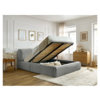 Svetlosivá čalúnená dvojlôžková posteľ s úložným priestorom s roštom 180x200 cm Vernon – Bobochi