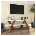 Biely/prírodný TV stolík v dekore orecha 120x33 cm Basic - Kalune Design