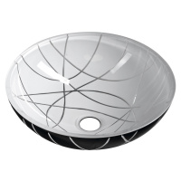 MURANO LINEA sklenené umývadlo okrúhle 40x14 cm, čierna/biela AL5318-13