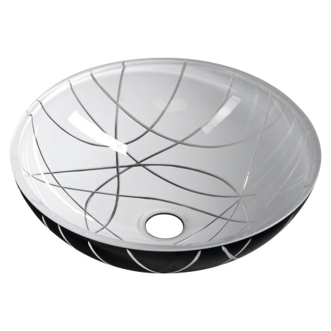 MURANO LINEA sklenené umývadlo okrúhle 40x14 cm, čierna/biela AL5318-13 Sapho