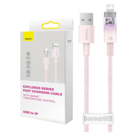 Kábel Fast Charging cable Baseus USB-A to Lightning  Explorer Series 2m, 2.4A, pink (69321726290