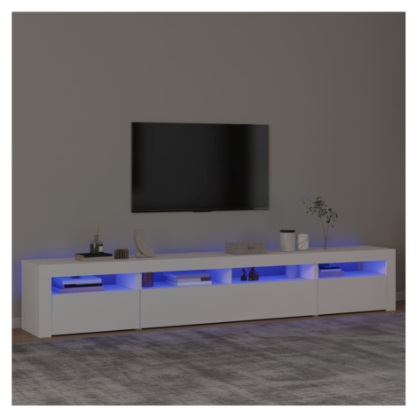 vidaXL TV skrinka s LED svetlami biela 240x35x40 cm