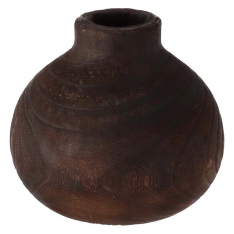 Drevená guľatá váza tmavá Ø21 cm Hogewoning
