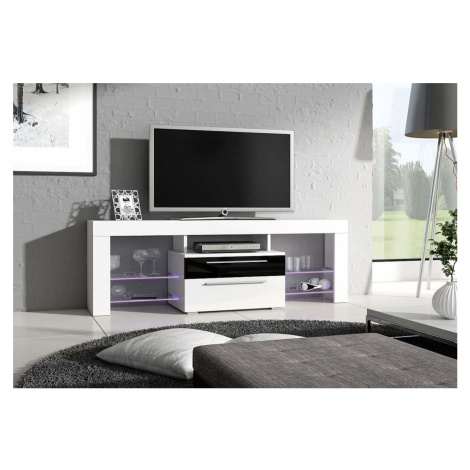 Expedo TV stolík STANLEY Plus, biela/šedý lesk