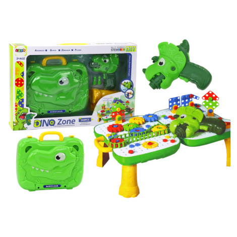 mamido Kufrík a stolík DIY sada skladačka kocky dinosaurus elektrický skrutkovač 249 dielov