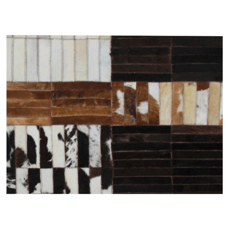 Luxusný kožený koberec, čierna/hnedá/biela, patchwork, 201x300, KOŽA TYP 4 Tempo Kondela