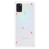 Odolné silikónové puzdro iSaprio - Abstract Triangles 02 - white - Samsung Galaxy A21s