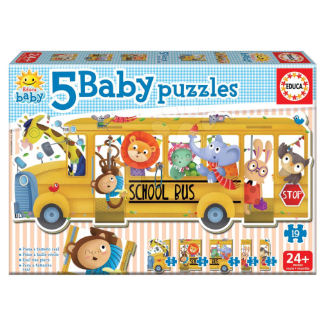 Educa puzzle pre najmenších Baby 5 - Školský autobus so zvieratkami 17575