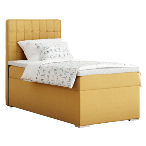 Boxspringová posteľ, jednolôžko, horčicová, 80x200, ľavá, TERY Tempo Kondela