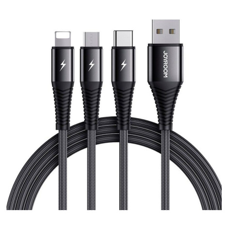 Nabíjací a dátový kábel USB 3v1, USB Type-C, Lightning, microUSB, 120 cm, 3000 mA, s ochranou pr