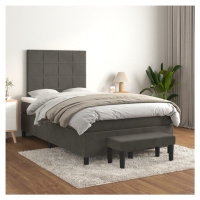 vidaXL Posteľný rám boxspring s matracom tmavosivý 90x190 cm zamat