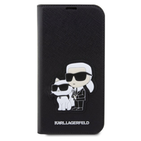 Karl Lagerfeld PU Saffiano Karl and Choupette NFT Book Puzdro pre iPhone 13 Pro Max Black