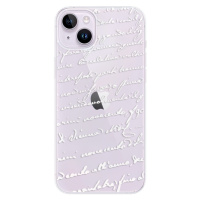 Odolné silikónové puzdro iSaprio - Handwriting 01 - white - iPhone 14 Plus