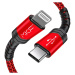 Kábel USB-C, na Lightning, 20W, 2A, 1,2m, červená