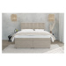 Bielo-krémová čalúnená dvojlôžková posteľ s úložným priestorom 200x200 cm Flip – Ropez
