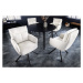 Estila Retro dizajnová otočná stolička Dover s bielym textilným čalúnením a s čiernymi nohami z 