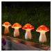 LED solárny zemný hrot Fairy Mushroom, sada 4 ks, červená/biela