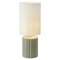 Stolná lampa Can, biela/sivá, výška 57 cm, keramika, textil