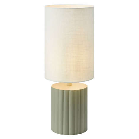 Stolná lampa Can, biela/sivá, výška 57 cm, keramika, textil