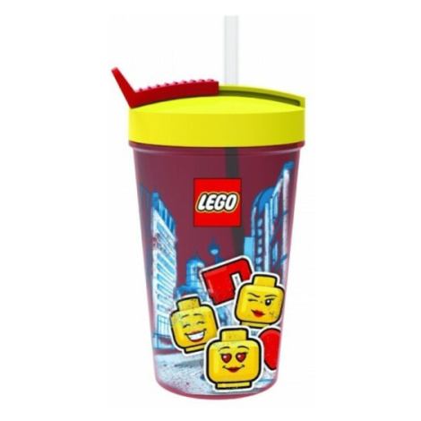 LEGO® ICONIC Girl  pohár so slamkou - žltá / červená