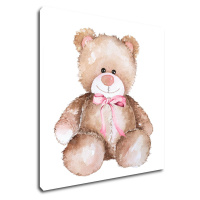 Impresi Obraz Medvedík s ružovou mašľou - 30 x 30 cm