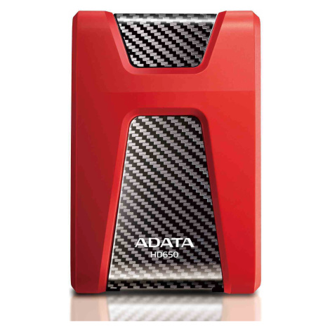 ADATA Externý HDD 1TB USB 3.1 DashDrive Durable HD650, červený (gumový, nárazu odolný)