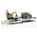 BRUDER 02593 Land Rover s prívesom a JCB mikrobagrom