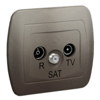 Anténná zásuvka R-TV-SAT priechodná, tlm.: 10dB, saténový, metalizovaný