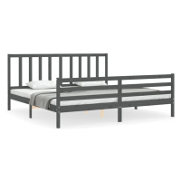 vidaXL Posteľný rám s čelom sivý 200x200 cm masívne drevo