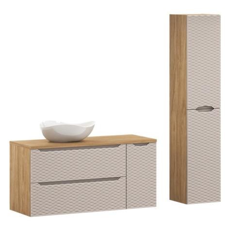 Kúpeľňová zostava Ocean Cloud so skrinkami a umývadlom 120 cm dub olejovaný/béžová Comad