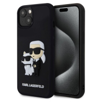 Karl Lagerfeld 3D Rubber Karl and Choupette Zadný Kryt pre iPhone 14 Black