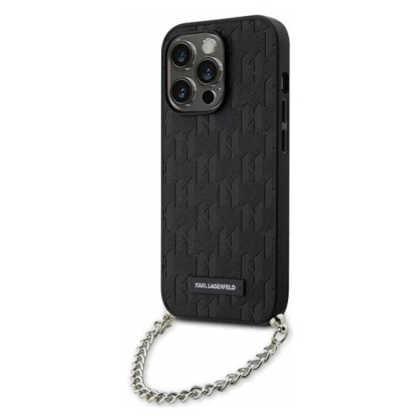 Kryt Karl Lagerfeld iPhone 14 Pro Max 6.7" black hardcase Saffiano Monogram Chain (KLHCP14XSACKL