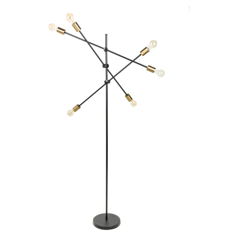 Estila Moderná čierno-zlatá stojaca lampa Elke s otočnými ramenami 163cm
