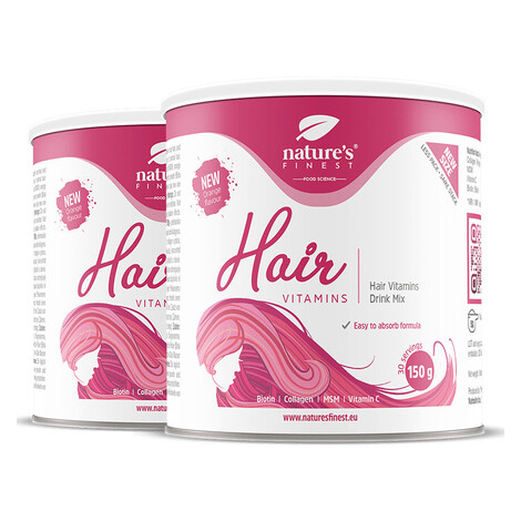 Nature's Finest Hair Vitamins | biotinový nápoj pro silné a zdravé vlasy | kolagen, MSM pro vita