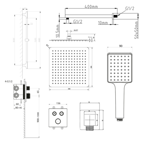 SAPHO SAPHO - SMART SELECT sprchový set s termostatickou batériou, 2 výstupy, posuvný držiak spr
