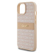 DKNY PU Leather Repeat Pattern Tonal Stripe Zadný Kryt pre iPhone 15 Pink