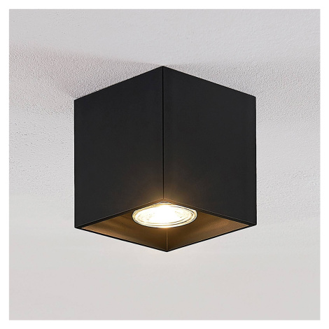 Lindby Parvin hliníkové Downlight, hranaté, čierne